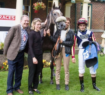 Lucky Jim Insole and Ilka in the winners enclosure at Redcar.